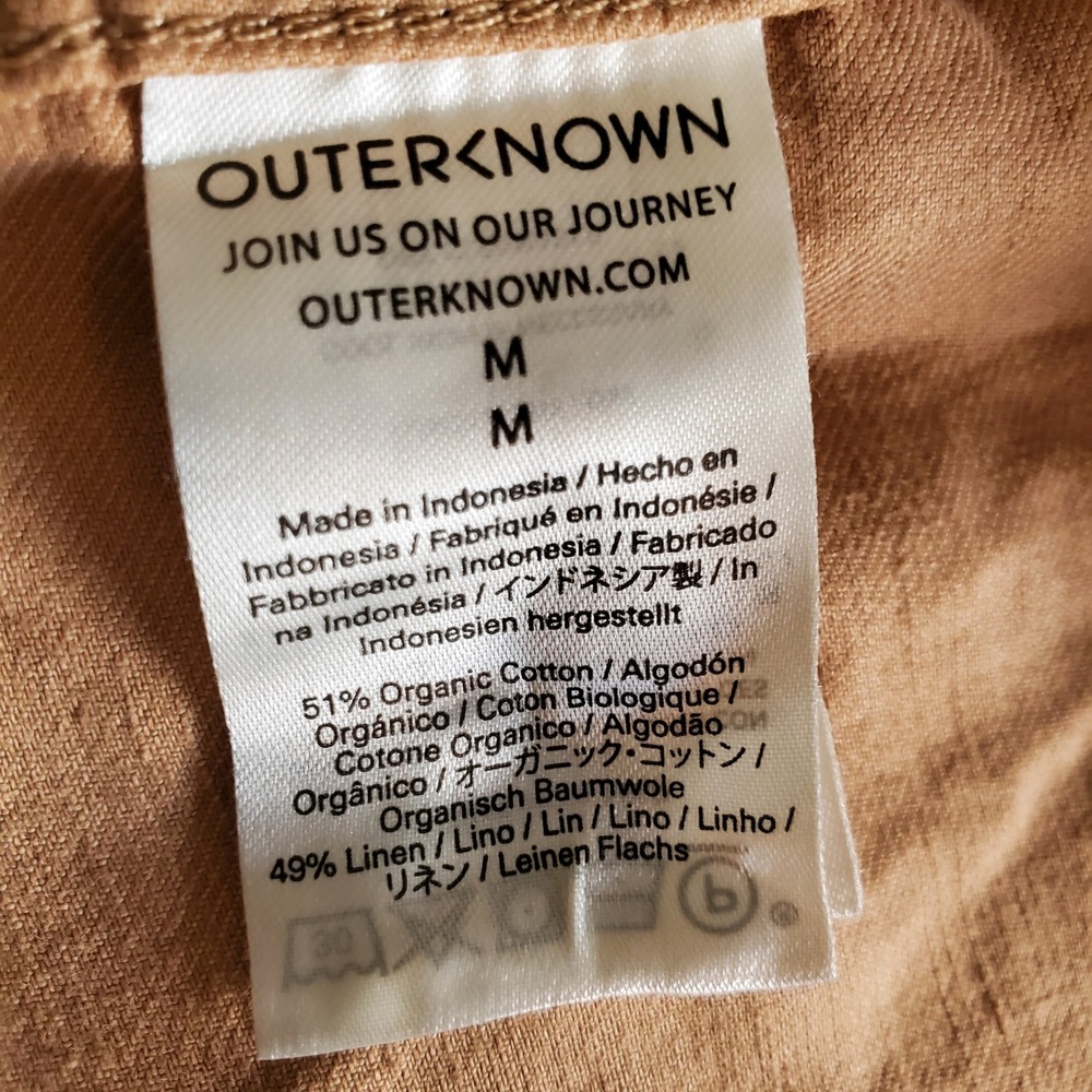 Outerknown SEA Suit Jumpsuit Womens Medium Sand Tan Organic Cotton Linen New - Picture 6 of 8